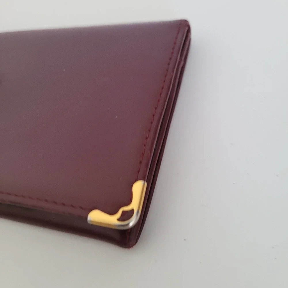 Cartier Must de Cartier Burgundy Leather Long Bifold Wallet Gold Corners Italy
